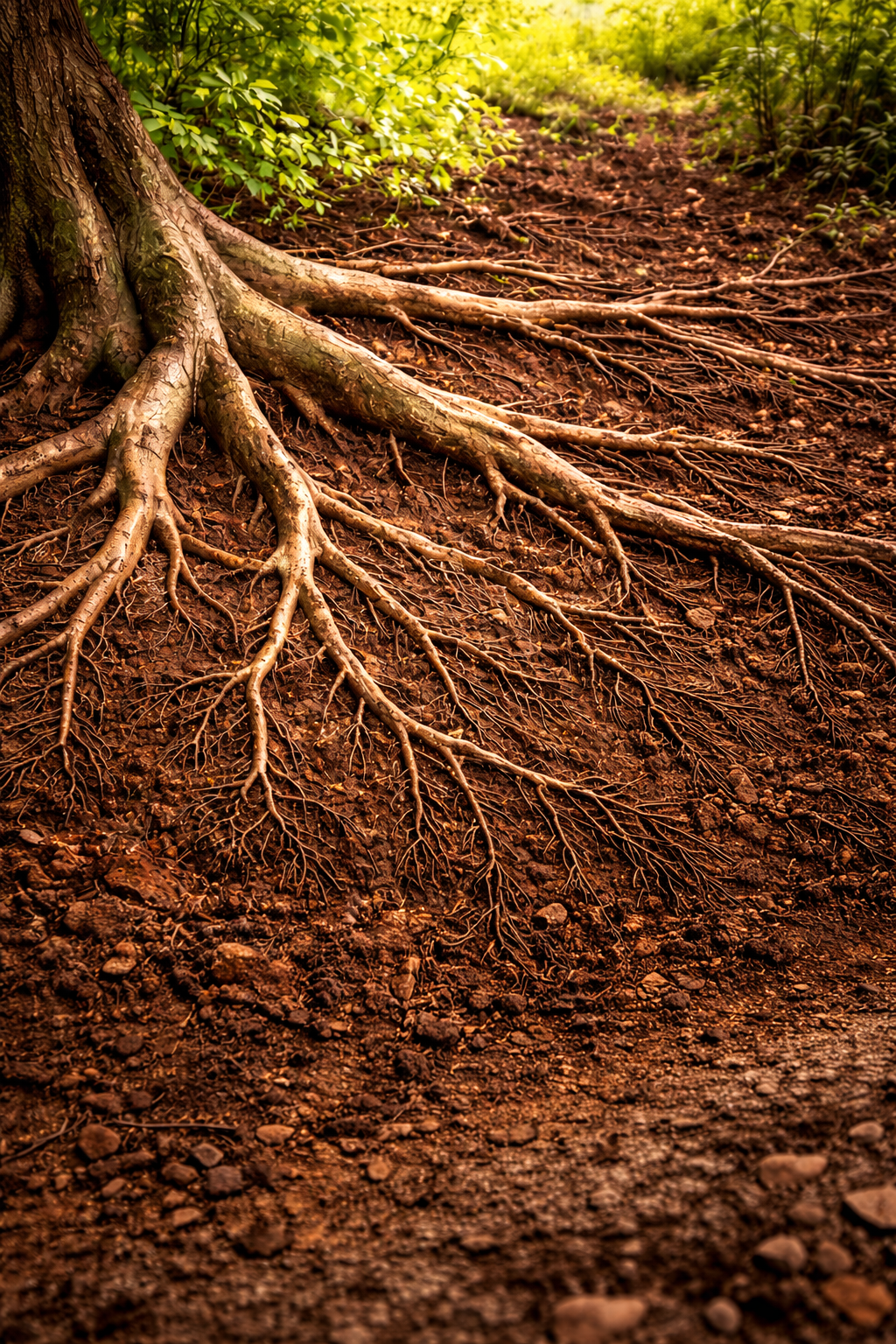 Freiliegende Baumwurzeln im Boden