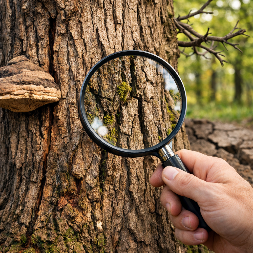 Alter Baum mit ausladender Krone im Park – typische Altersmerkmale ohne akute Gefahr