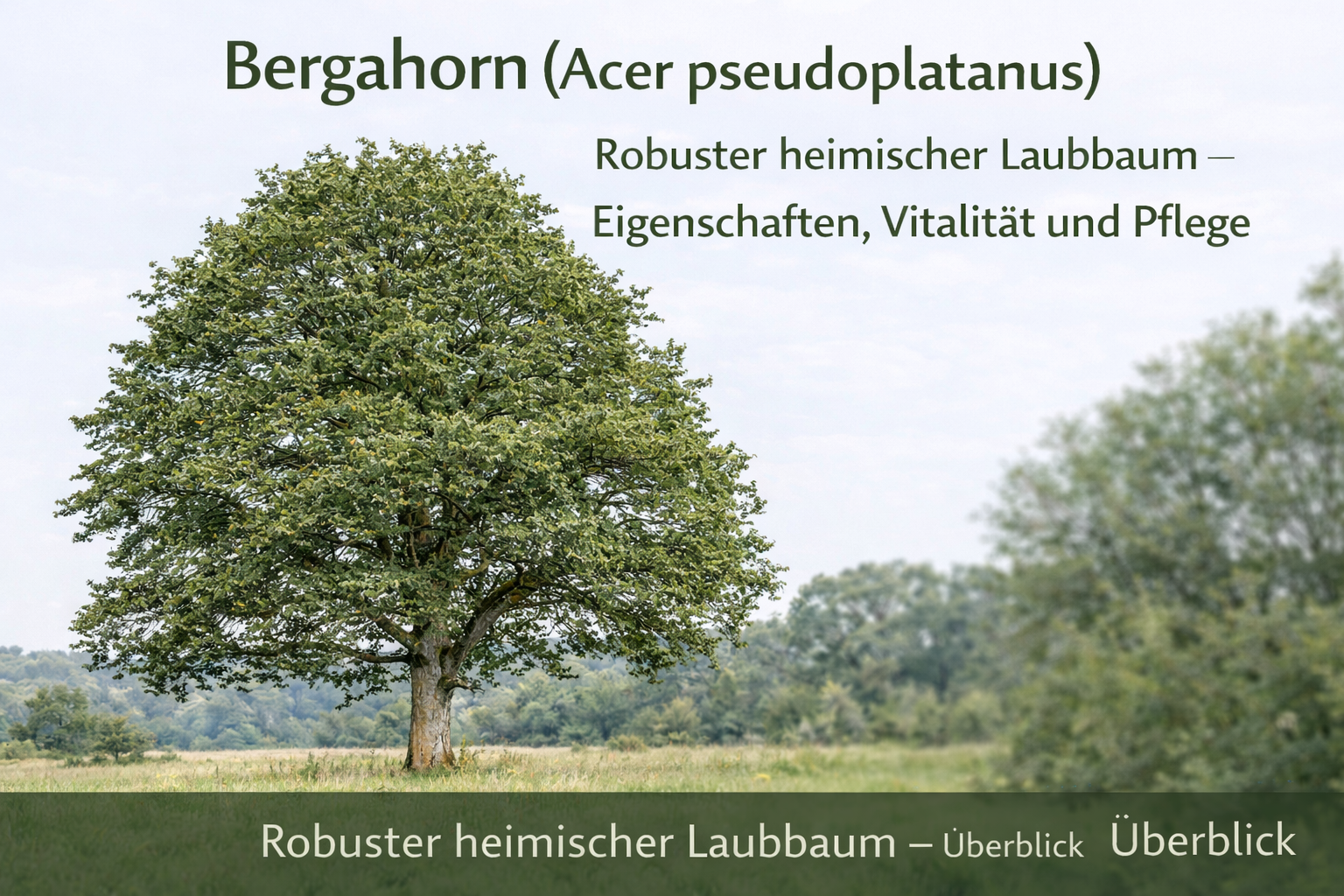 Bergahorn (Acer pseudoplatanus) mit ausladender Krone und charakteristischen gelappten Blättern