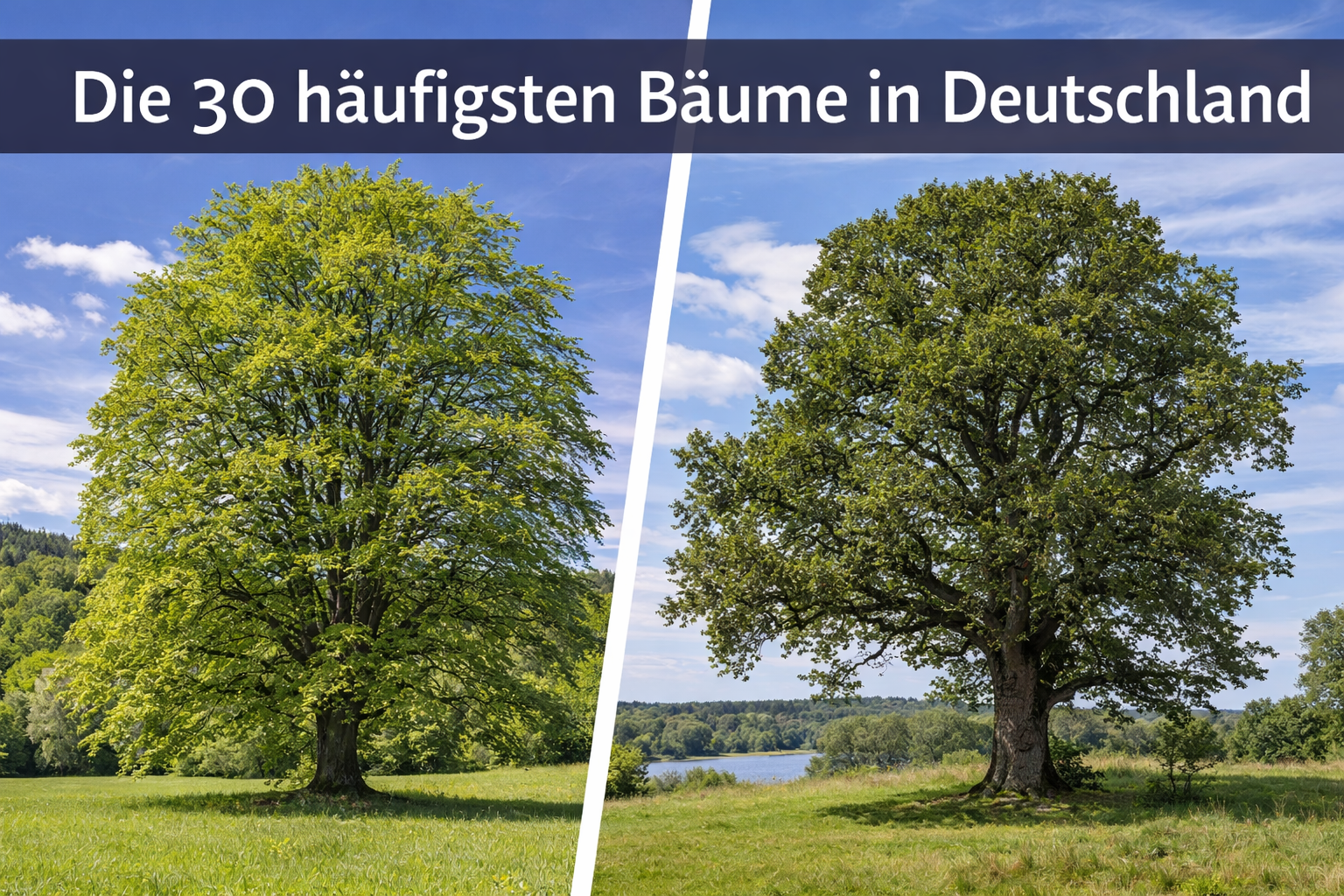 Übersicht typischer Laub- und Nadelbäume in Deutschland mit ausgewachsenen Baumkronen