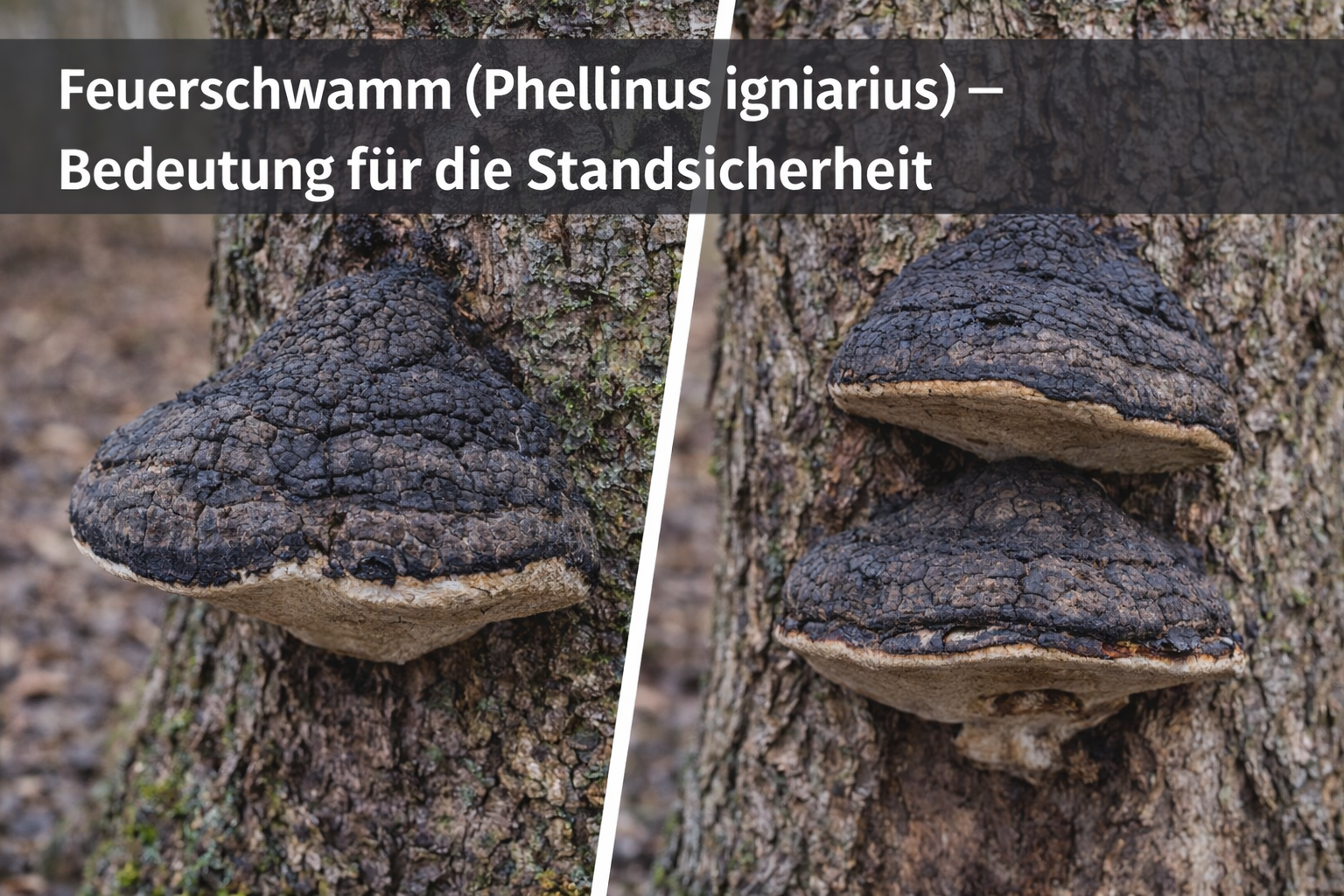 Feuerschwamm (Phellinus igniarius) – mehrjähriger Weißfäulepilz an Laubbaum