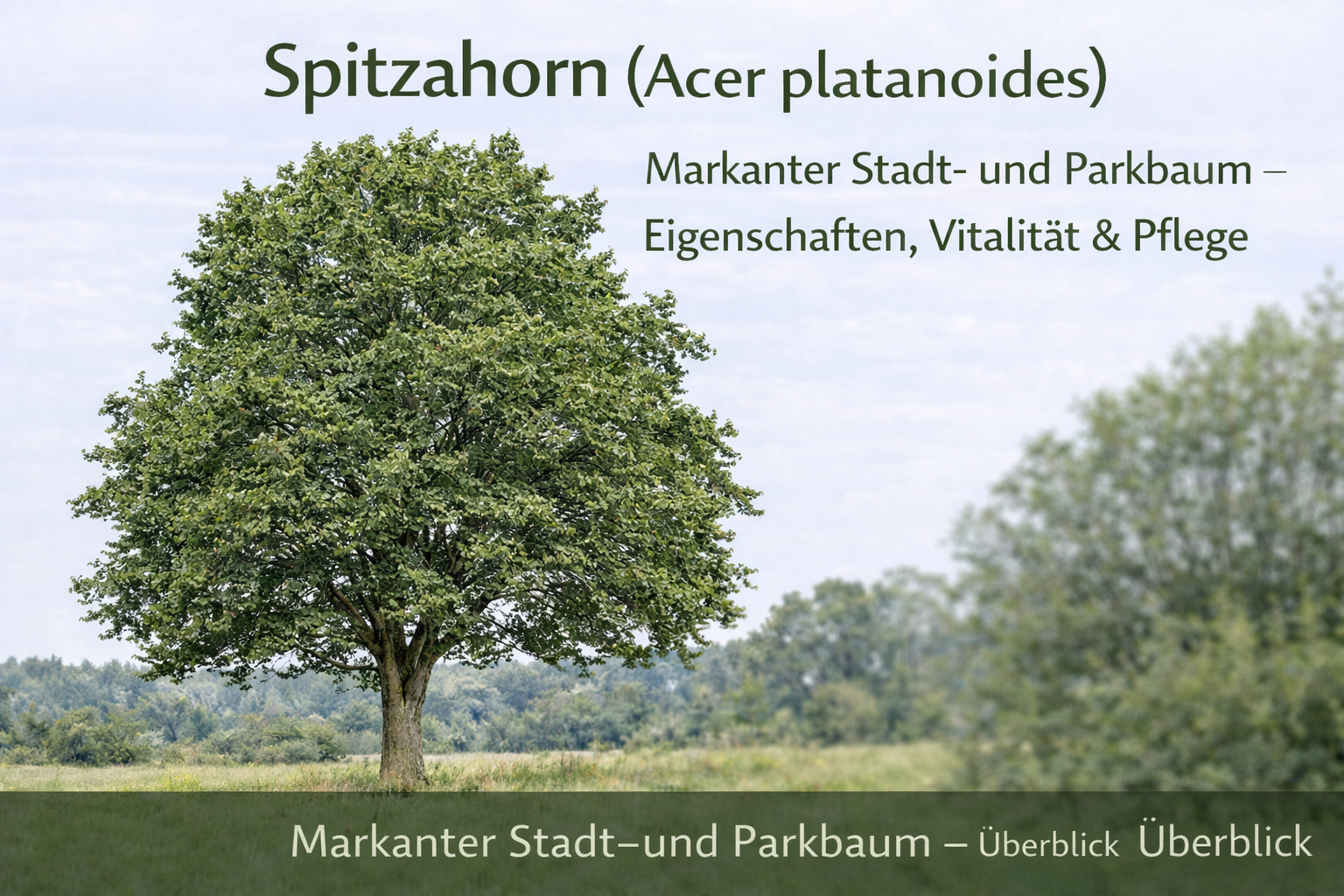 Spitzahorn (Acer platanoides) mit breiter Krone und spitz gelappten Blättern