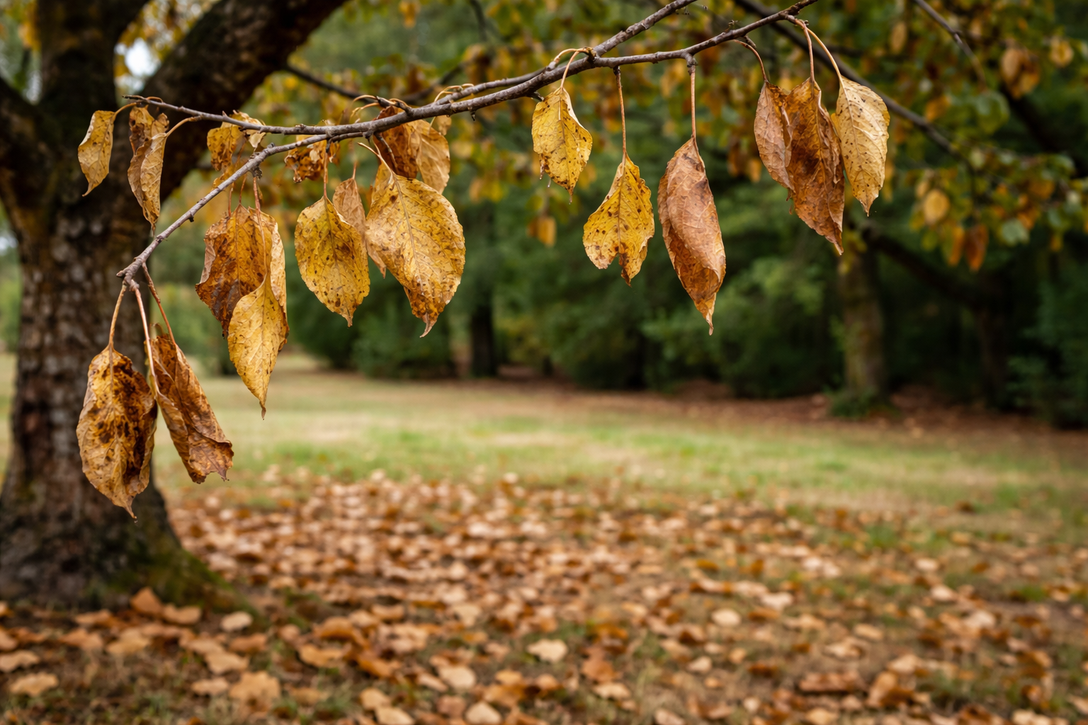 Baum verliert Blätter