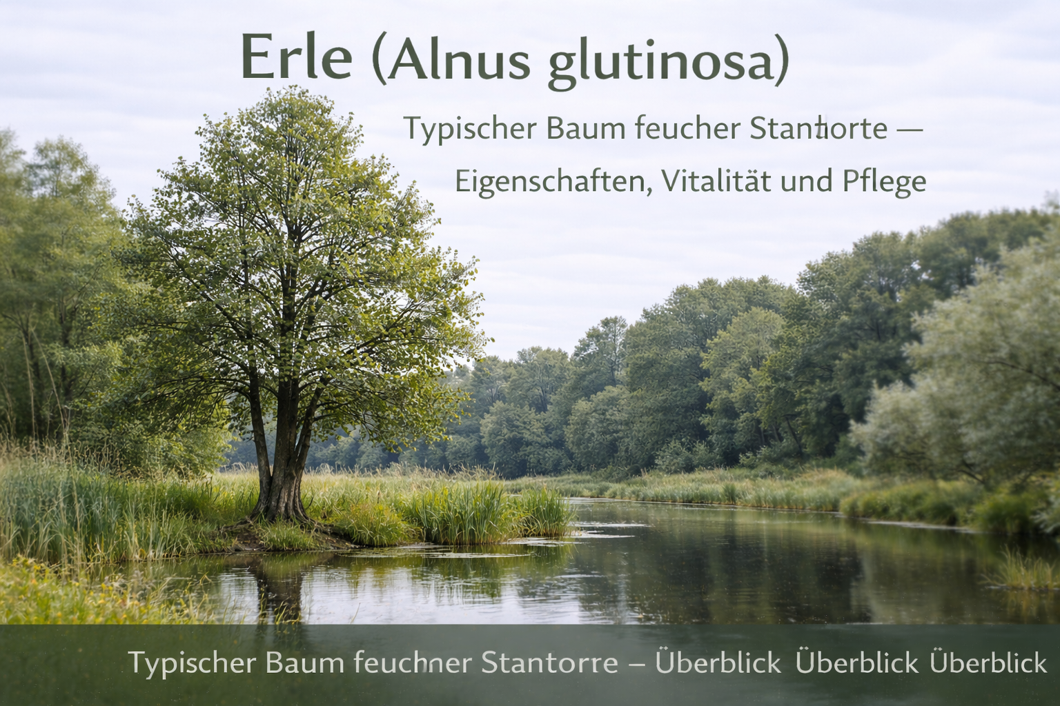 Schwarzerle (Alnus glutinosa) als freistehender Laubbaum an feuchtem Standort