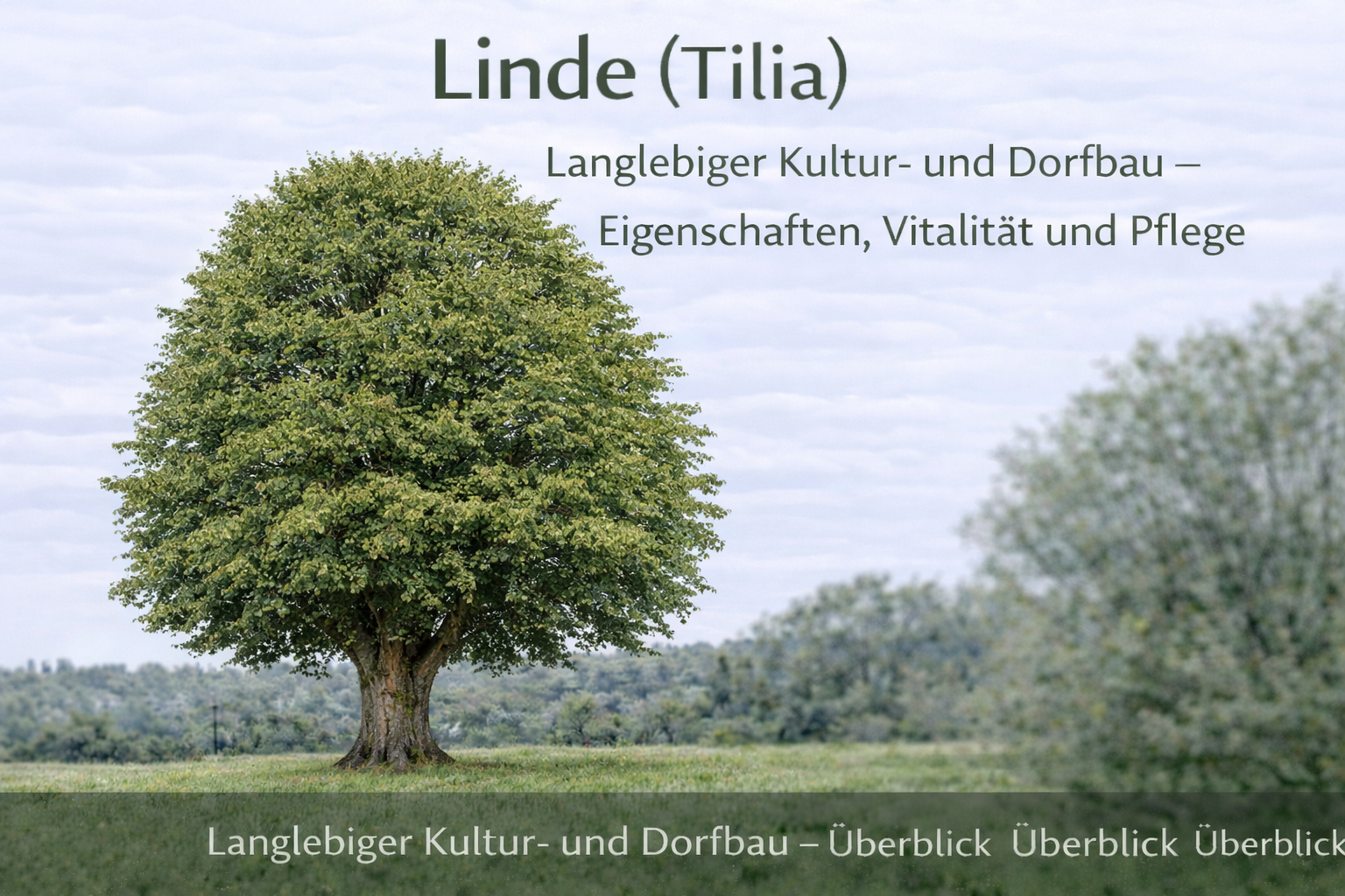 Linde (Tilia) mit ausladender Krone als freistehender Laubbaum
