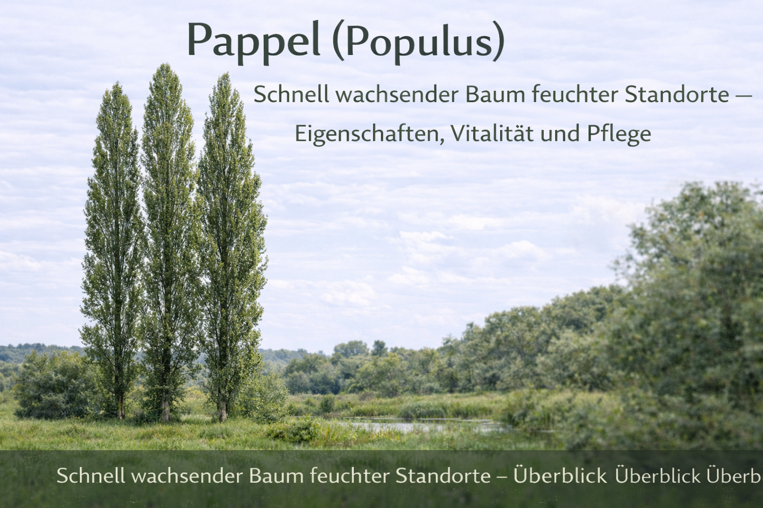 Pappel (Populus) als hoher, schlanker Laubbaum an feuchtem Standort