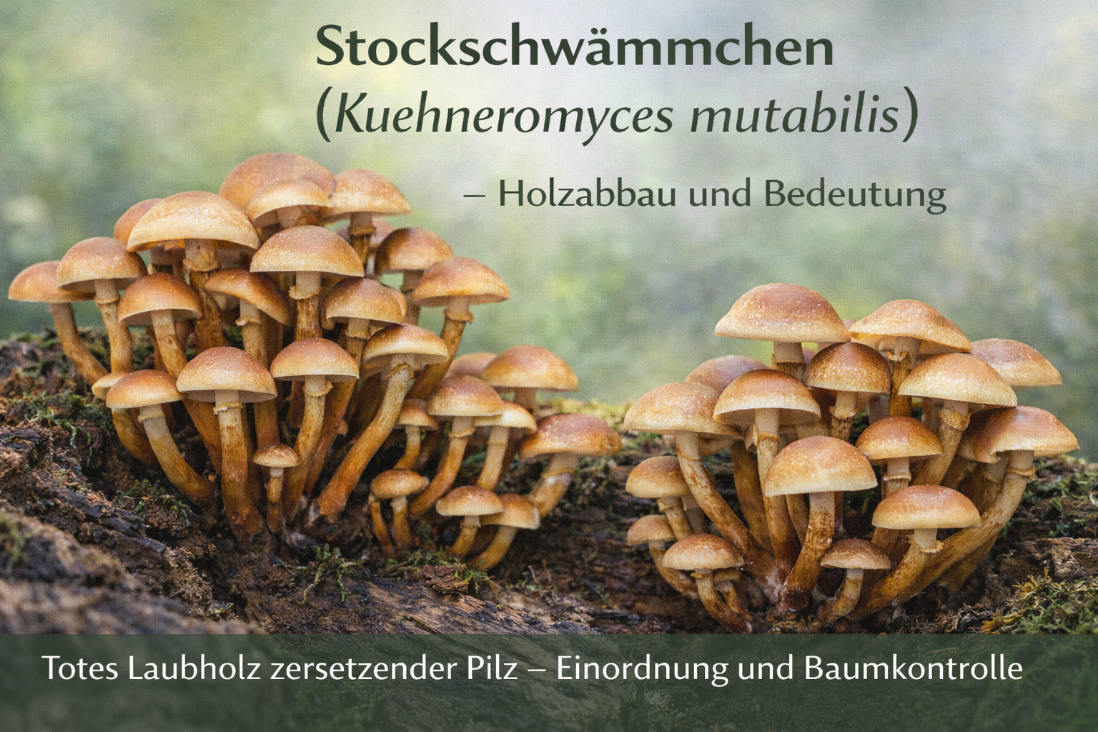 Stockschwämmchen (Kuehneromyces mutabilis) büschelig an Totholz