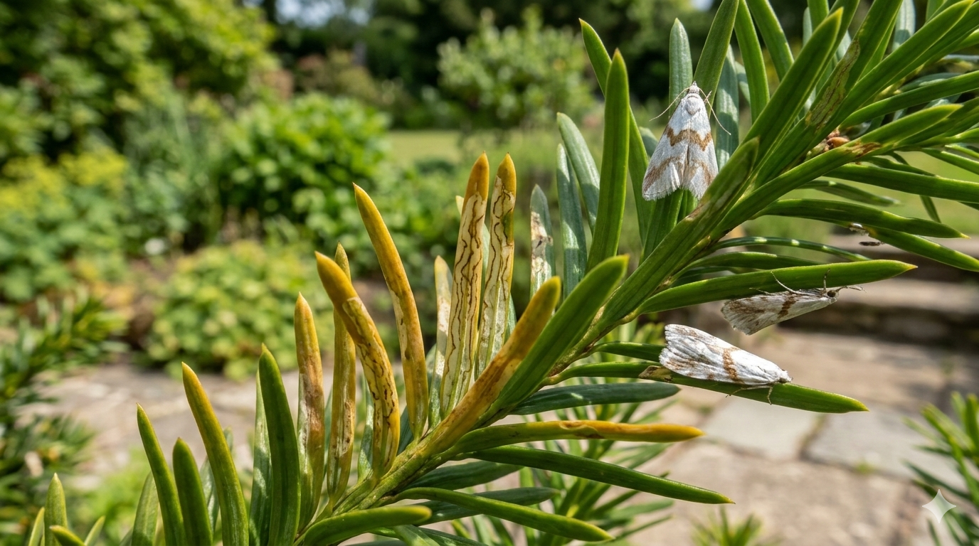 Eibenminiermotte erkennen – Nadelverlust & Miniergänge an der Eibe