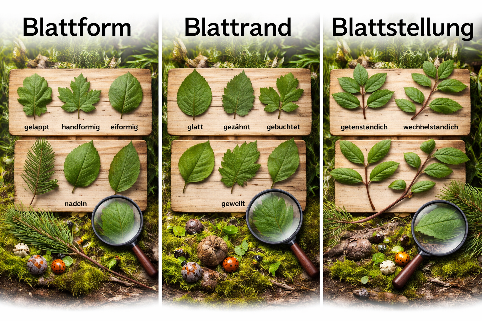 Bäume an Blättern erkennen anhand von Blattform, Blattrand und Blattstellung – Übersicht zur Baum Bestimmung