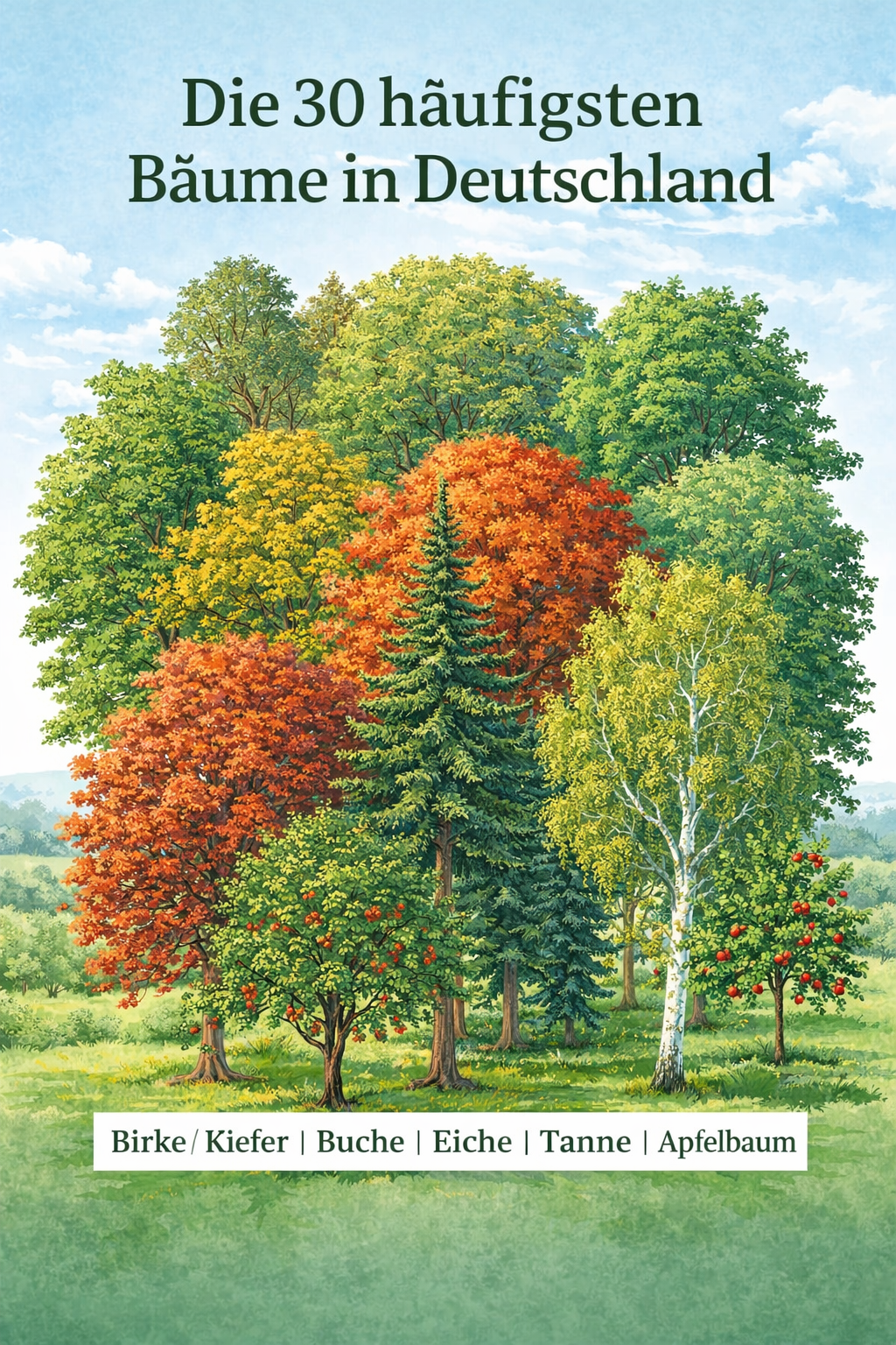 Die 30 häufigsten Bäume in Deutschland mit Birke, Buche, Eiche, Kiefer und Tanne